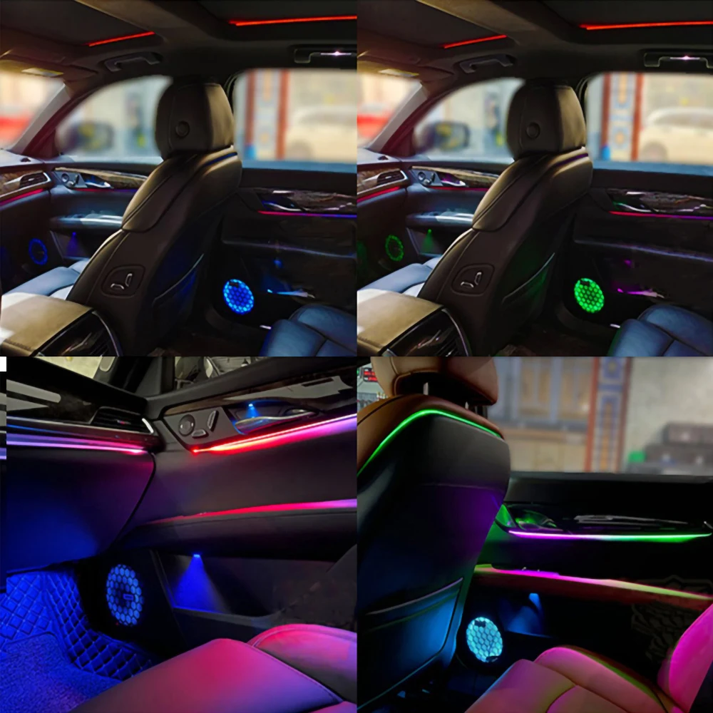 Fast delivery car ambient light kit 22 in 1/18 in 1/10 in 1 Rgb Car Interior Optical Acrylic Strip Symphony car led lamp