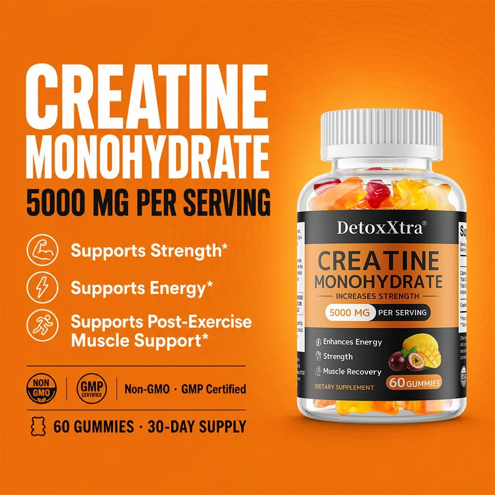 Creatine Monohydrate Gummies 5000mg, Support Muscle Growth, Strength & Endurance, Speed Up Recovery, Non-GMO Gluten Free