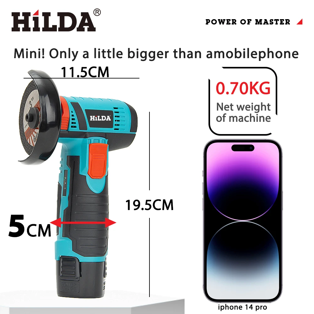 HILDA 12v Mini Angle Grinder Rechargeable Grinding Tool Polishing Grinding Machine For Cutting Diamond Cordless Power Tools