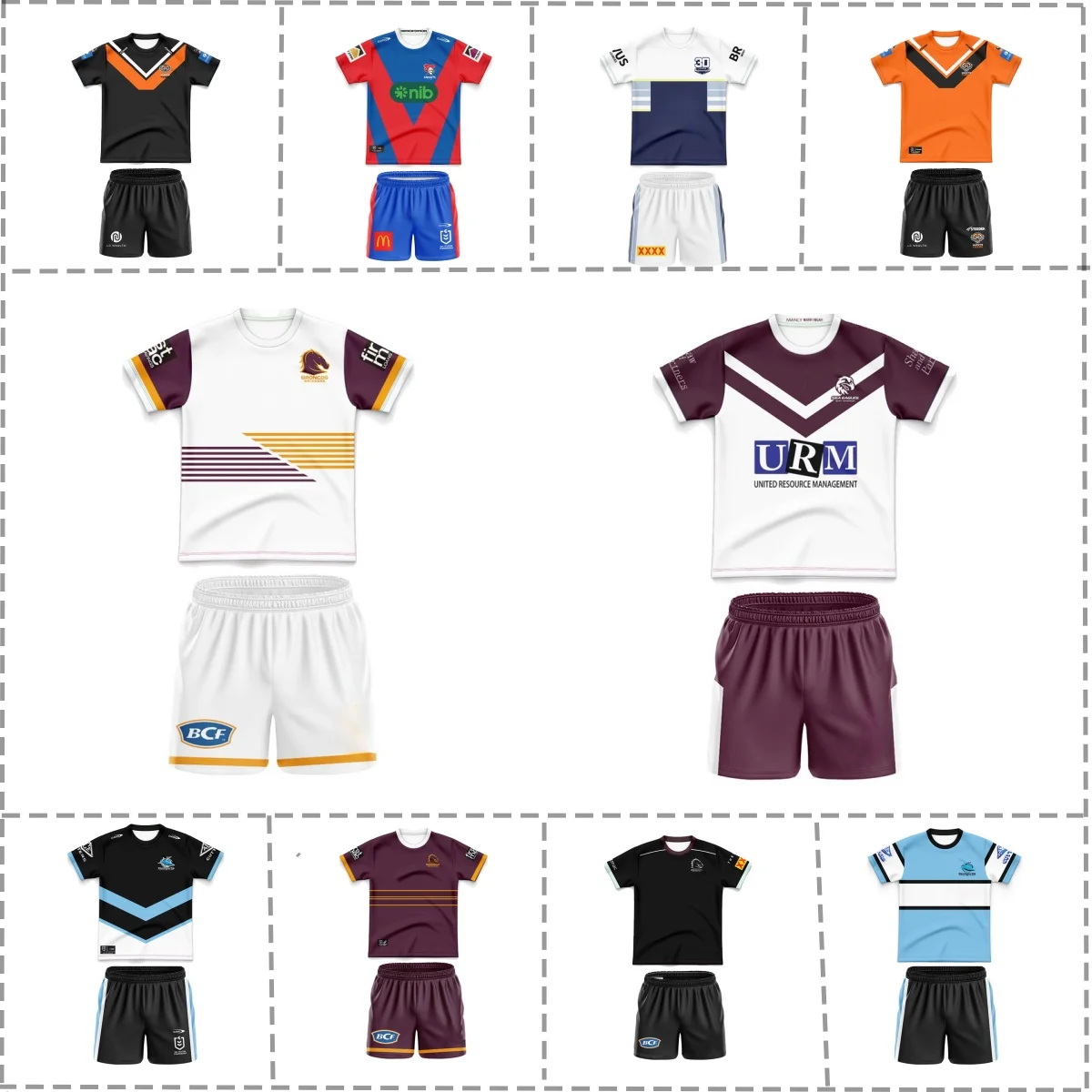 2025 Broncos/North Queensland Cowboys/Wests Tigers/Newcastle Knights Kids Kit