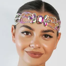 Stonefans Butterfly Hair Jewelry Belly Dance Hairpiece Necklace AB Color Crystal Fashion Forehead Jewelry Dance Headdress Gifts