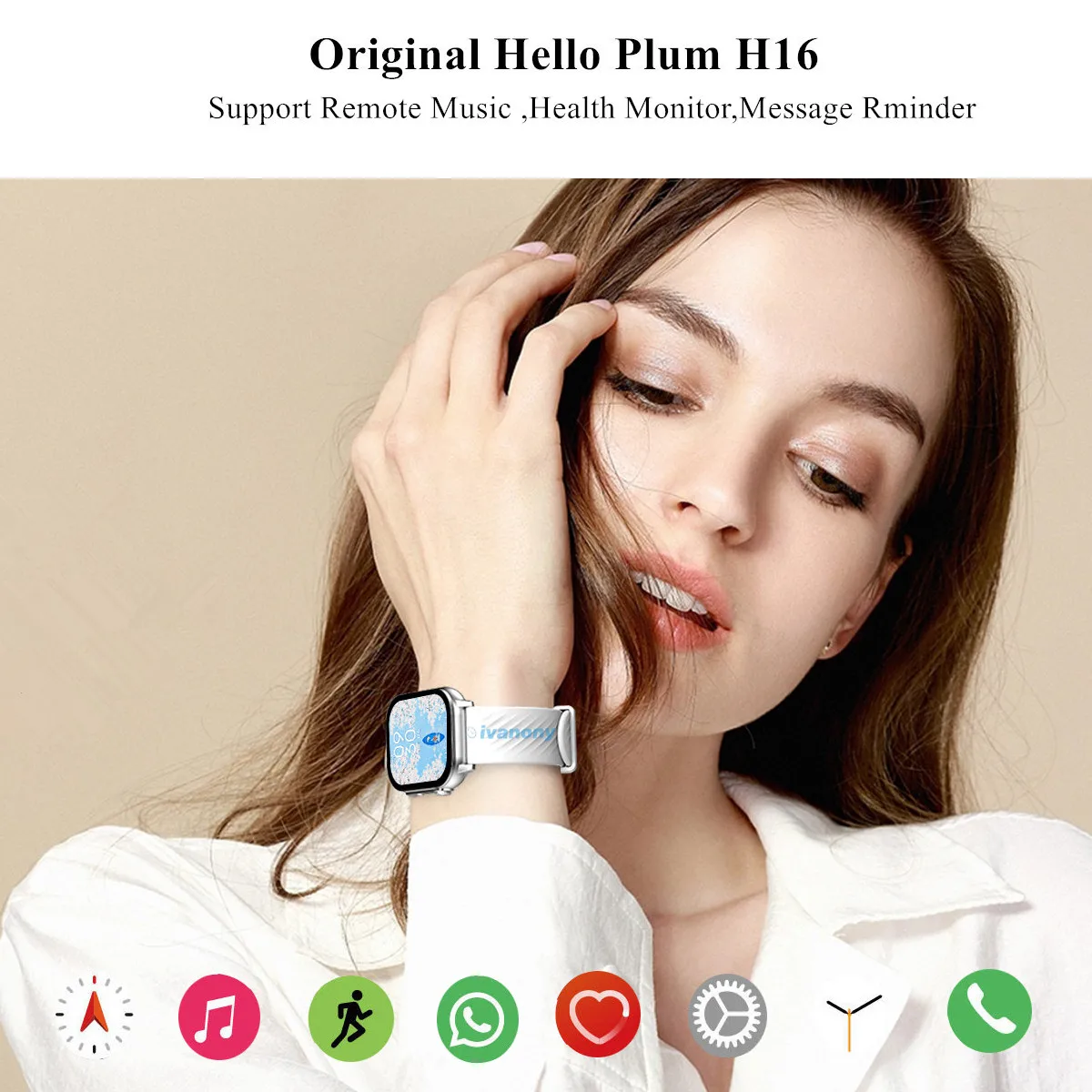ساعة ذكية Hello Plum 2025 1GB Rom ChatGPT Photo Ablum 2.08 بوصة شاشة بلوتوث مكالمة AI صوت مساعد بوصلة Smartwatch H16