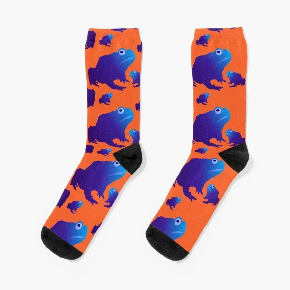 

Blue Toad Pattern (on orange) Socks aesthetic christmas gifts Stockings compression Socks Male Women's