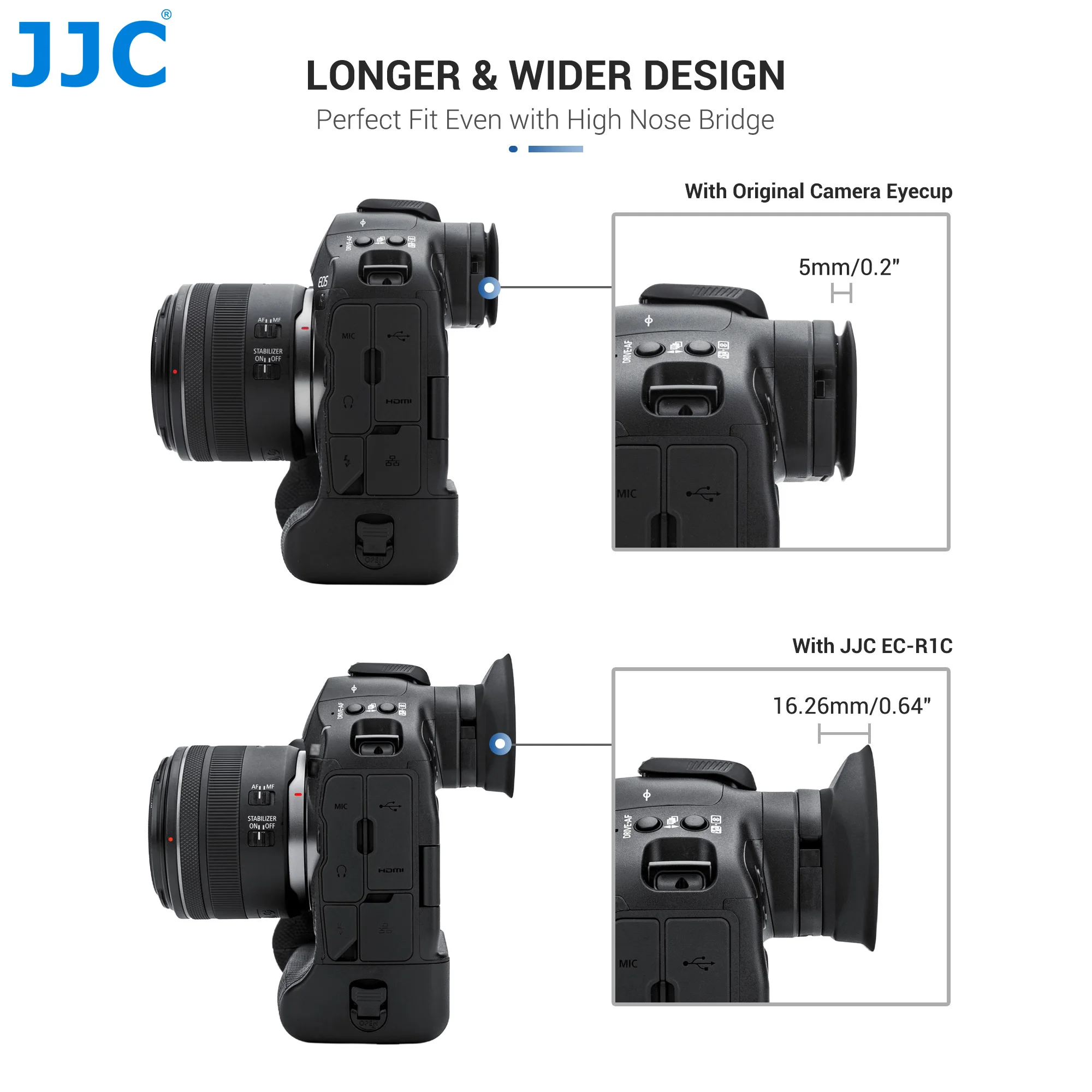 JJC Weiches Silikon-Kamera-Augenmuschel-Okular ersetzt Canon ER-I für Canon EOS R1 Augenmuschel, Augenschutz-Sucher – Detail 13