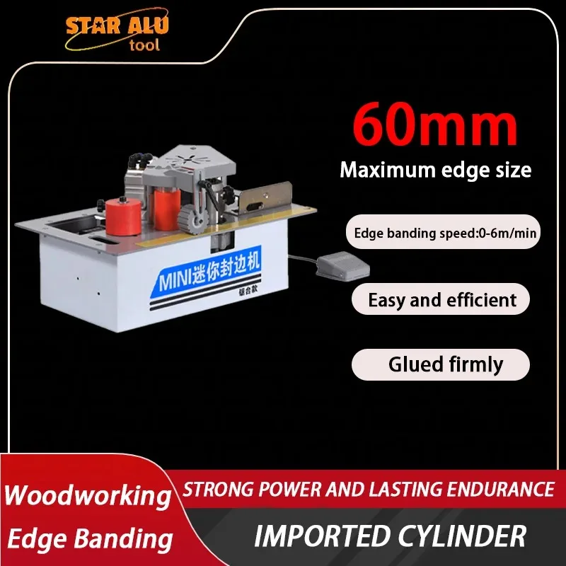 

Electric Mini Edge Banding Machine 60mm Adjustable Speed Woodworking Edge Glue Binder for Cabinet Furniture PVC Edge Sealer