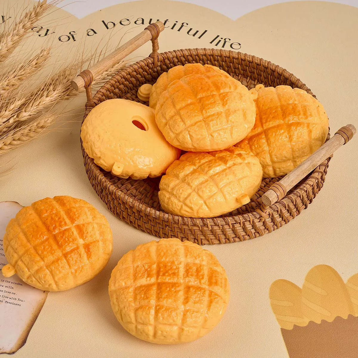 Simulation Pineapple Bun TPR Empty Ball Skin DIY Handmade Squishy Shell Slowrebound Squeeze Fidget Toy for Craft Making Accessor