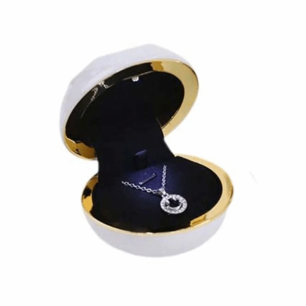 Dustproof Luxury LED Ring Display Box Decoration Romantic Necklace Ring Case Velvet Storage Couple Rings Holder Jewelry Gift