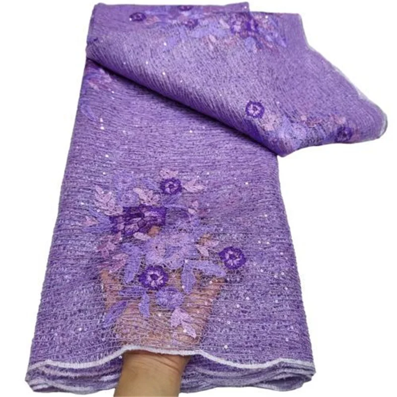 Tissu africain en dentelle violet, Tulle à paillettes de haute qualité, Tulle français, maille, matériel de couture pour mariée, offre spéciale, 2022