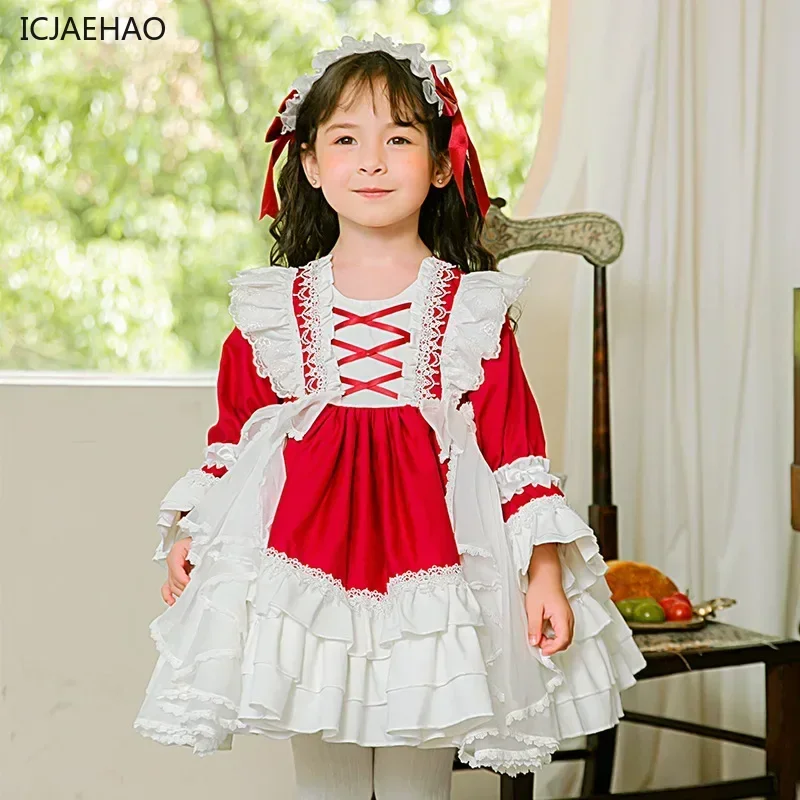 Birthday Boutique Party Costume Spring Princess Dress For Girls Children Spanish Kawai Toddler Girl Lolita Fashion Red Clothes