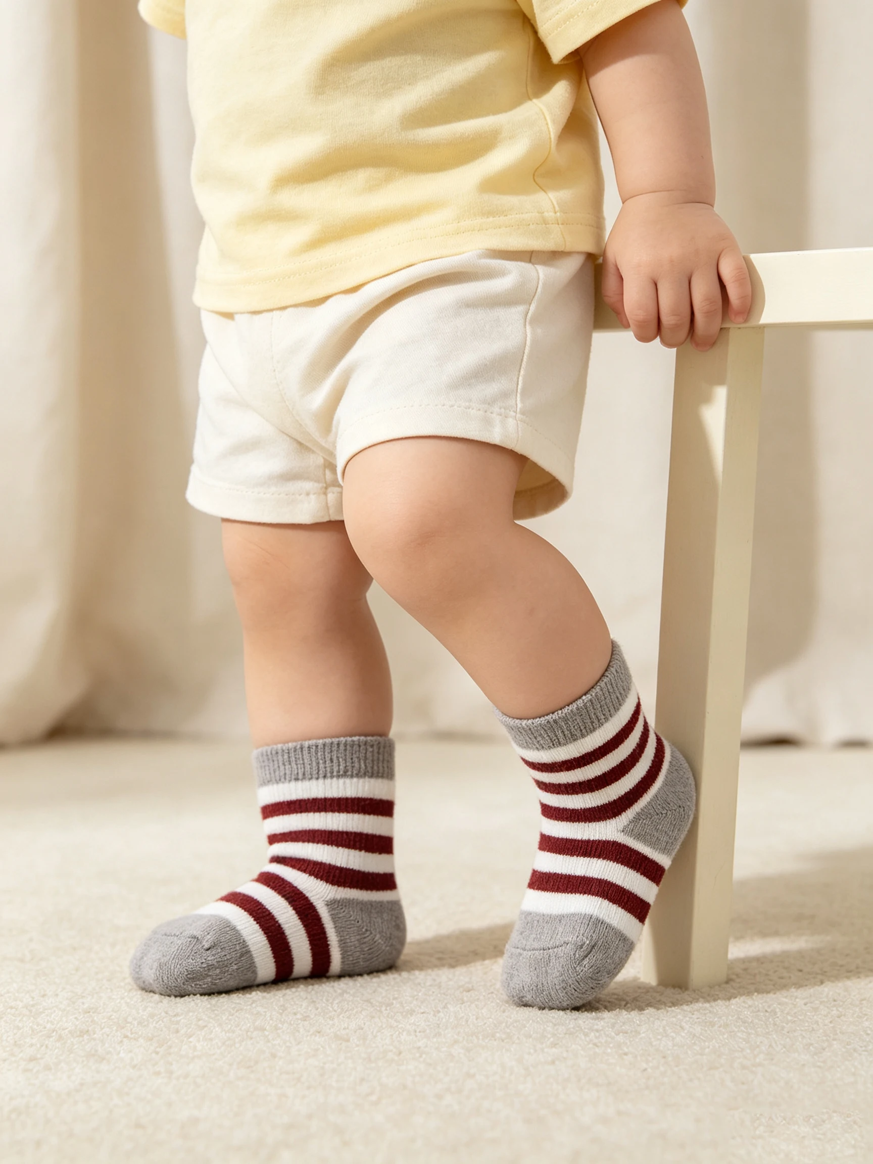 8Pack Baby Boys Girls Cotton Short Socks Striped Color Block Soft Light Breathable Versatile Casual Infant Ankle Socks For 3-12M