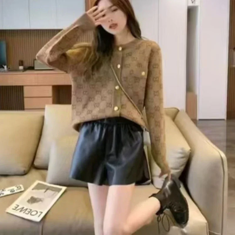 Women's Clothing Patchwork Round Neck Sweater Jacket for Women Spring Autumn Temperament Elegant Loose Knitted Cardigan Top