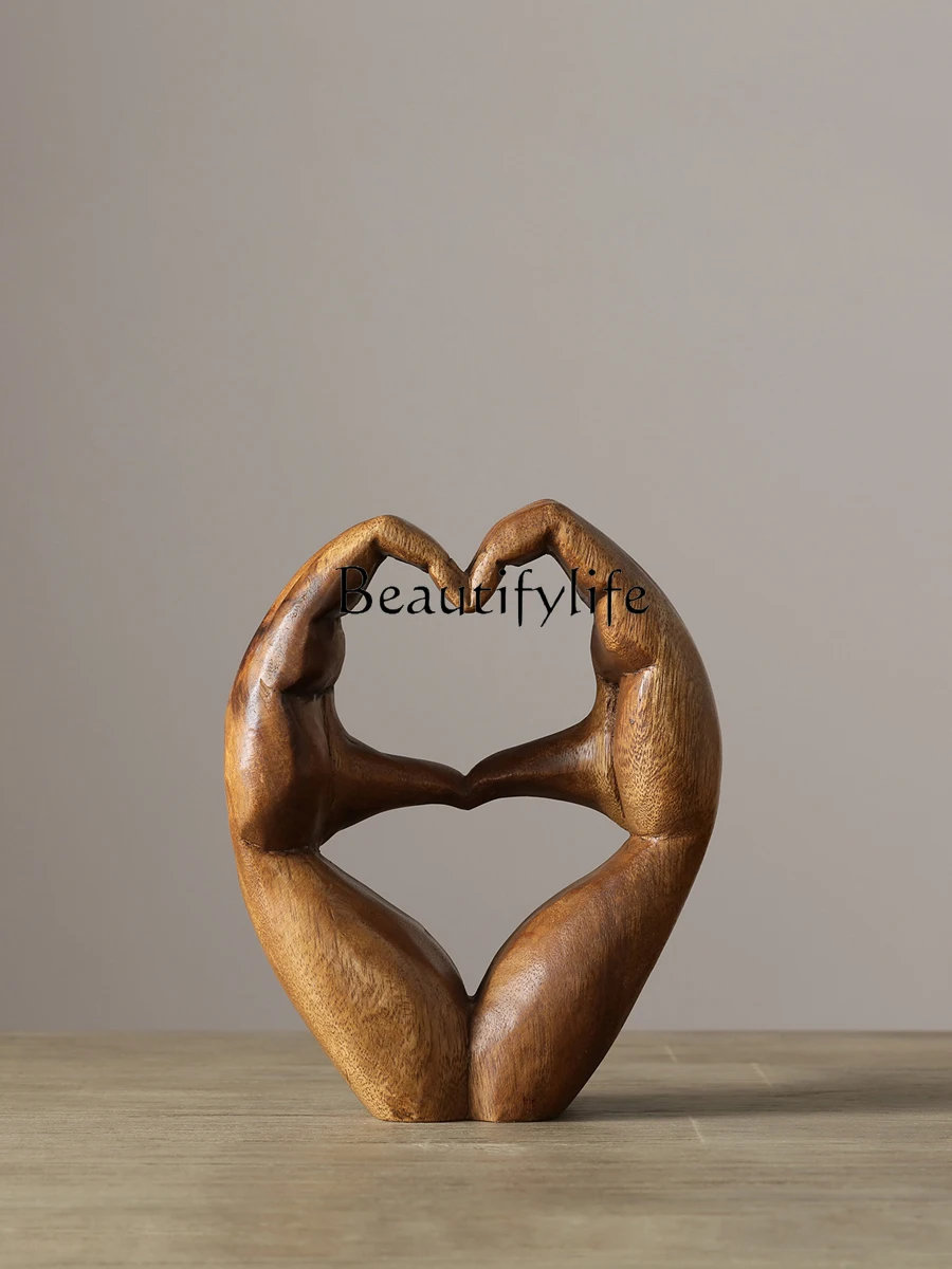 Handmade Wood Carving Hand-Shaped Desktop Decoration