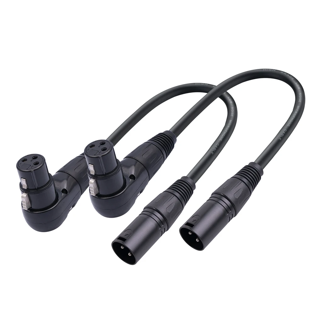 2Pcs 3 Pin XLR Right Angle Male to Female Plug Microphone Audio Cable 90 Degree XLR Female to Straight XLR Male Cable-Grocery