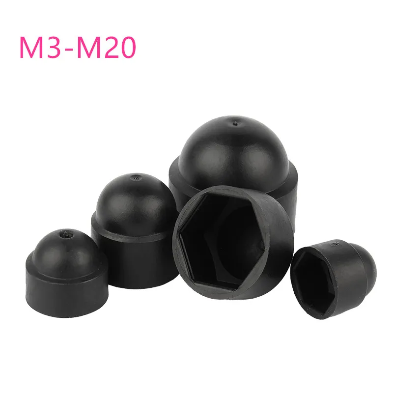 M3-M20 Nylon rubber cap dome nut Black plastic hexagon nut Plastic cap half round nut Knob decorative screw cap nylon