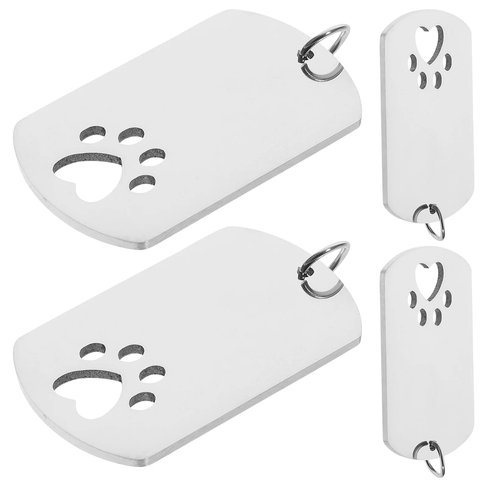 

4Pcs Dog Paw Shaped Tags Stainless Steel Pet Id Tag Engraved Name Plate Anti-Lost Dog Collar Accessory for Puppy
