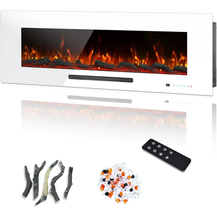 

50 электрических камина, встраиваемых и настенных обогревателей с 13 x 13-цветным эффектом пламени и топливной кроватью, 5 режимов диммера, сенсорный экран