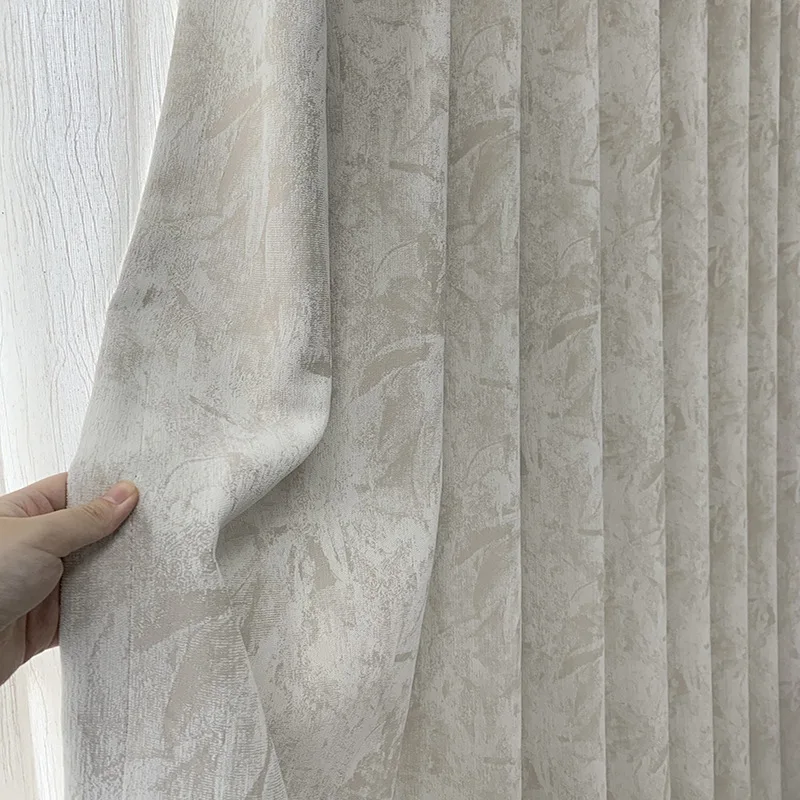 Aangepaste crème paal chenille jacquard gordijnen voor woonkamer slaapkamer Frans raam balkon afgewerkte huisdecoratie