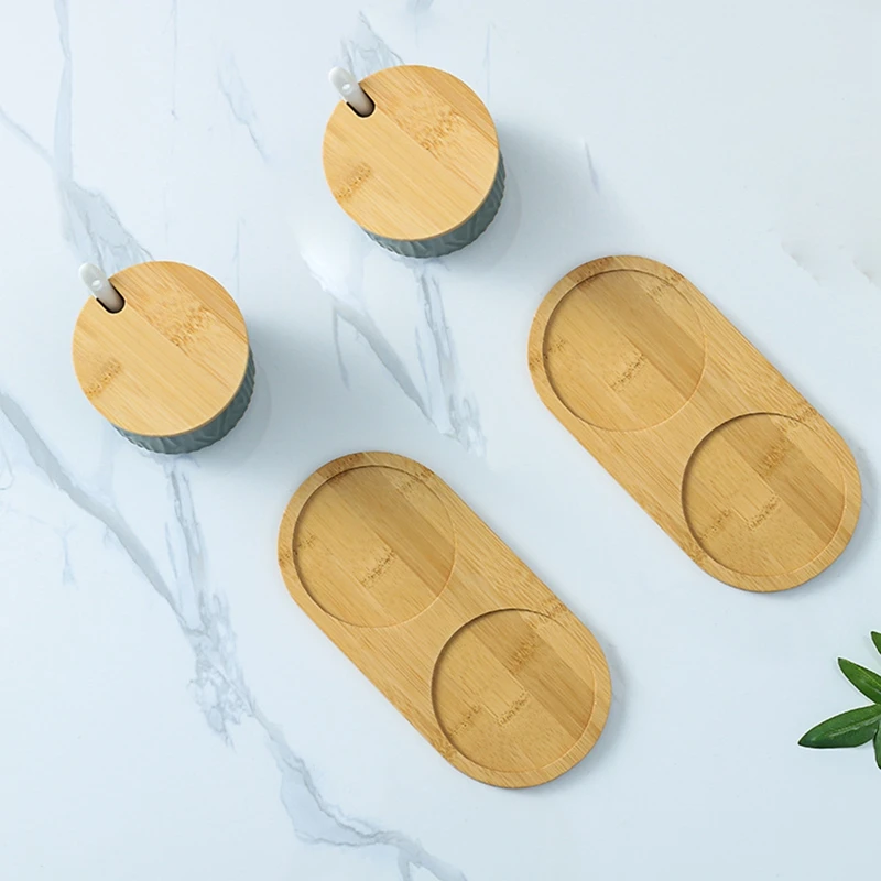 Bamboo Soap Dispenser Tray Dresser Table Top Bottle Organizer Bracket Round Square Candle Jewelry Bathroom Storage Tray