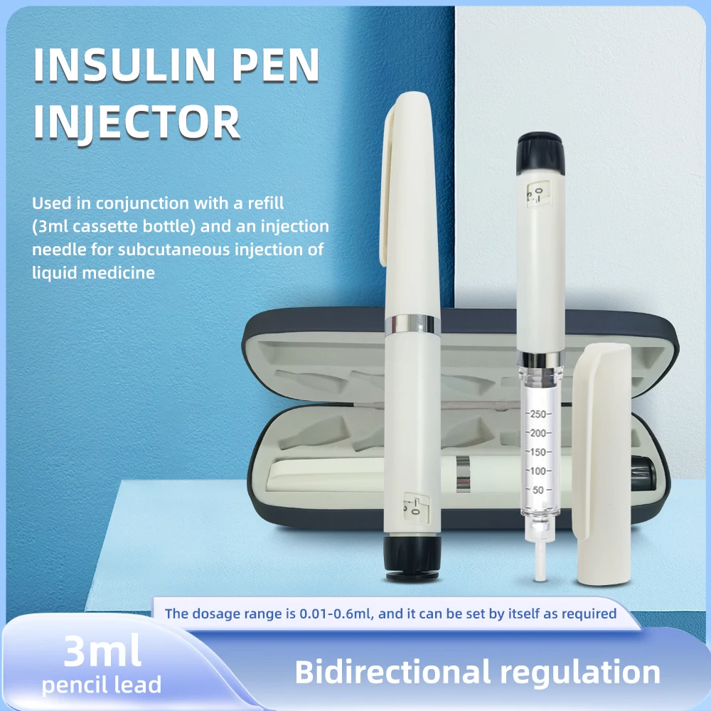 

Reusable Insulin Pen Injector for 3ml Cartridge ISO 11608 Compatible with Dose Control 0-60 Units Clear Window Adjustable
