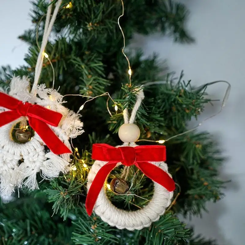 G99a Christmas Bells ต้นไม้แขวนเครื่องประดับโลหะกริ๊งระฆังกับ Bowknot สีแดง