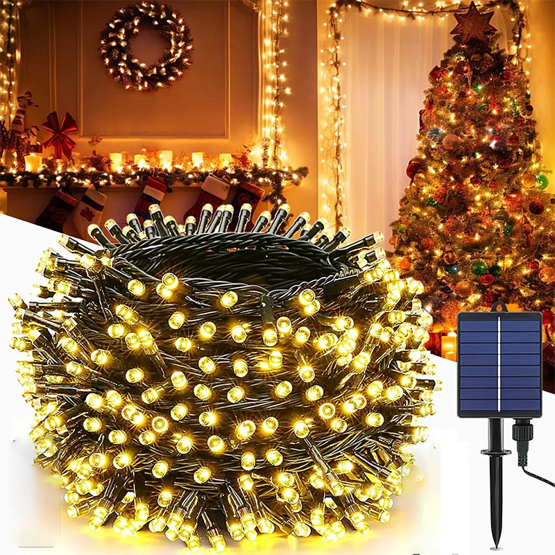 

Solar String Lights Fairy Light with 300LED, Waterproof Garden Lamp with 8 Modes for Christmas, Balcony