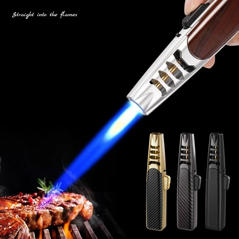 Metal Windproof High Flame Lighter, Turbine Torch, Gas Jet Welding Gun, Lighter, Outdoor Portable Barbecue Kitchen Ignition Gun - Image 2