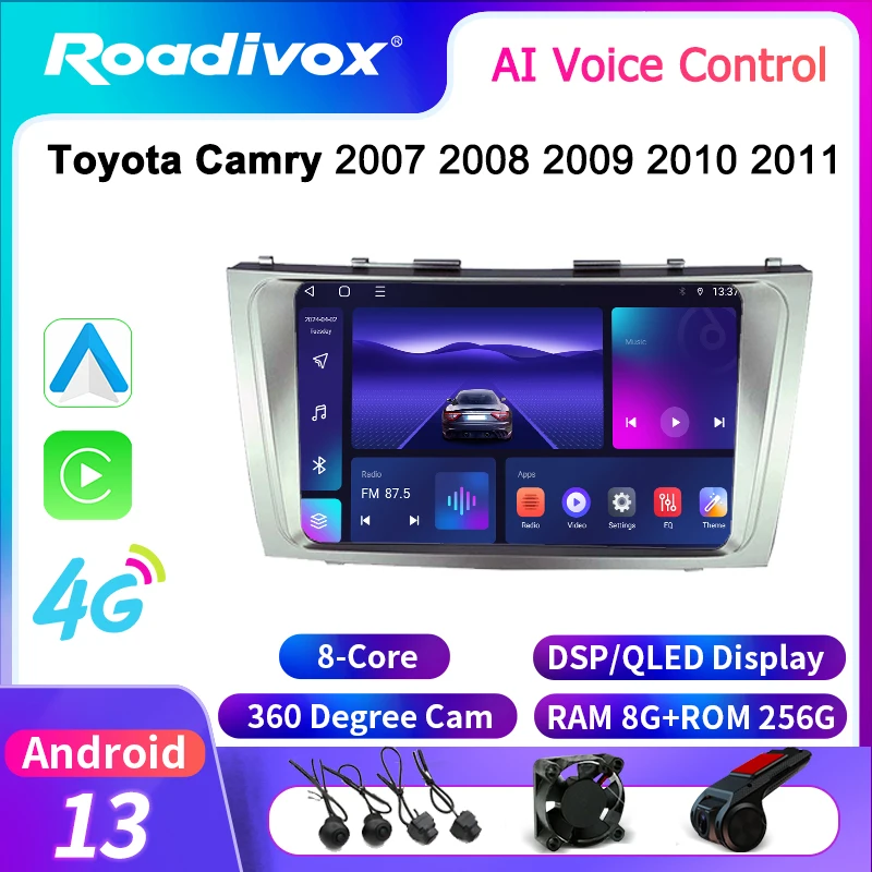 

Автомобильное радио Roadivox Android для Toyota Camry 2007, 2008, 2009, 2010, 2011 GPS, навигационное видео, мультимедийный плеер, магнитофон