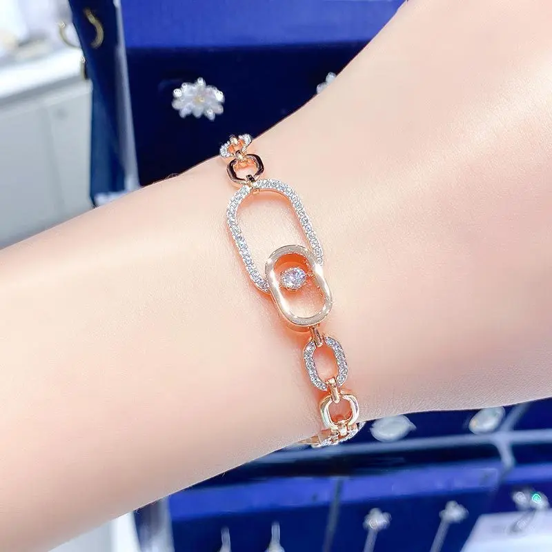 Buy One Get One Free S925 Sterling Silver Full Diamond Interlocking Bracelet for Women, European and American New Products
