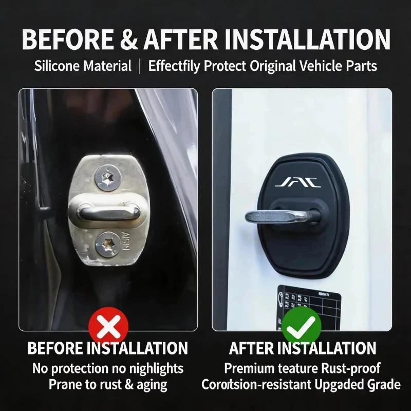 Silicone Car Door Lock Protector Cover Door Lock Pad Shockproof Dustproof Anti-Rust For JAC JS4 JS6 J7 JS8 Pro E30X RF8 J3 J5 - view 4