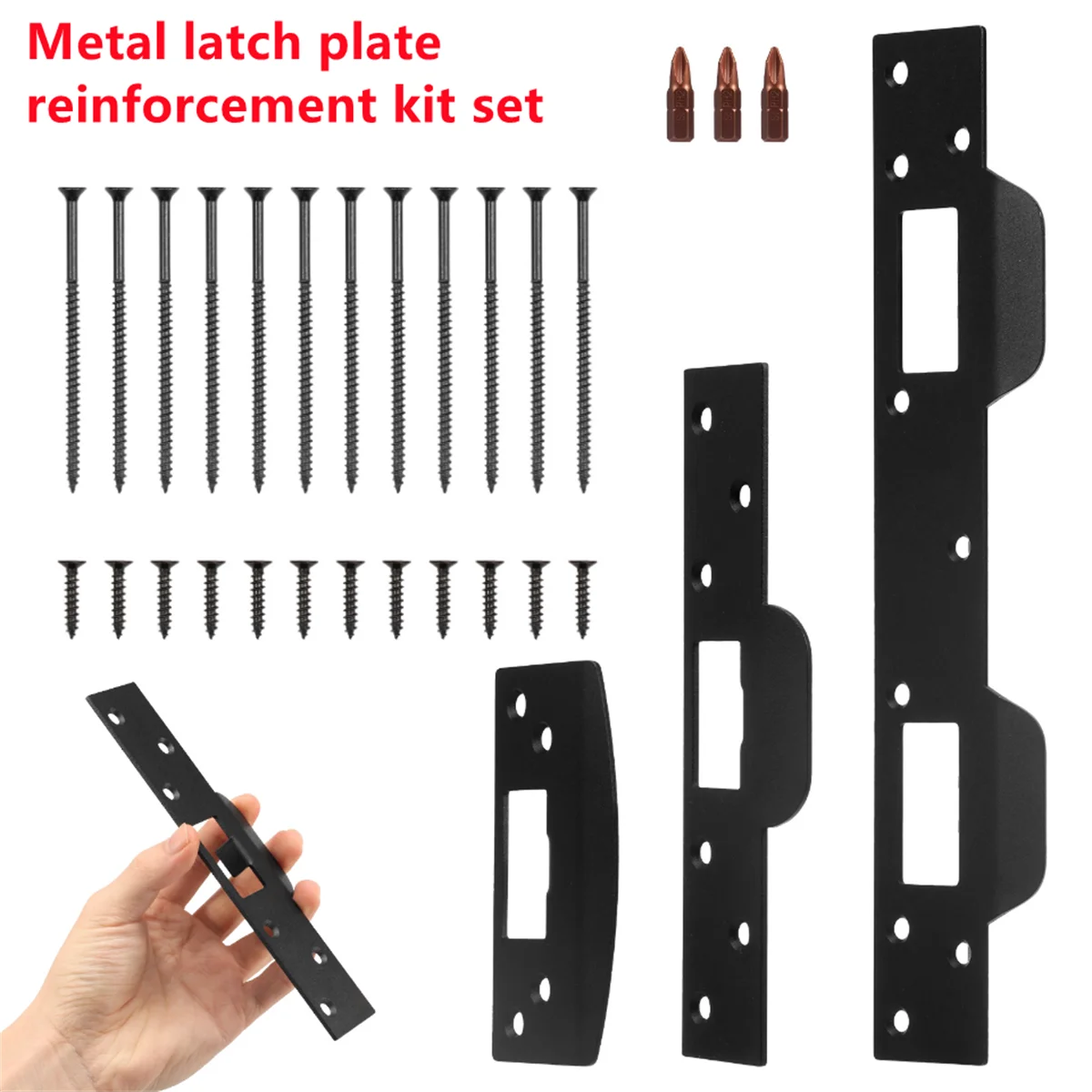 

Удлиненная металлическая дверная защелка, нержавеющая пластина с двойными отверстиями, устройства безопасности передней двери с усиленной пластиной для отверстий 5-1/2 дюйма