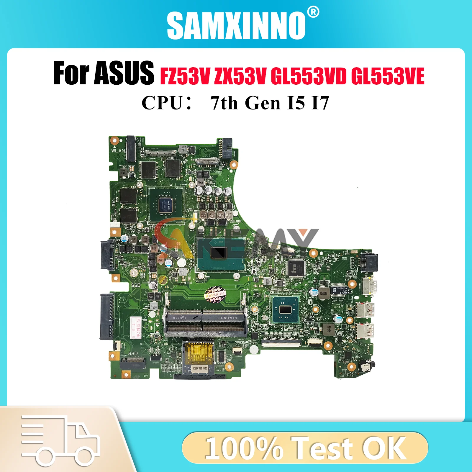 

GL553VD Laptop Motherboard For ASUS ROG GL553V ZX63V GL553VE FX53VW GL553VD FZ53V ZX53VW ZX53V Mainboard With I5 I7 CPU tests OK