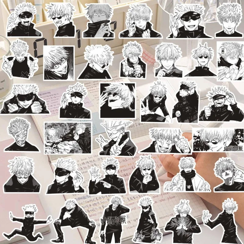 50PCS Anime Jujutsu Kaisen Stickers Black and White Style Graffiti Decals DIY Car Phone Laptop Skateboard Cool Sticker Toy