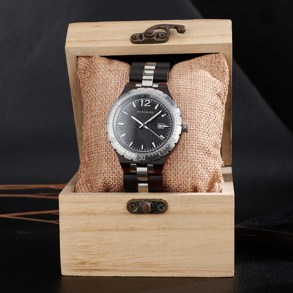 Custom Wood Watch for Dad Boyfriend Gift Personalized Engraved Text Groomsmen Quartz Wristwatch Support Dropshipping