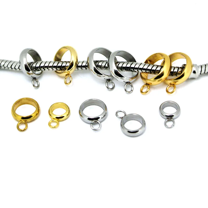 

20Pcs 3/4/5/6/8mm Stainless Steel Bead Bail Connectors Spacer Bead Pendant Clip Clasp for DIY Necklace Bracelet Jewelry Making
