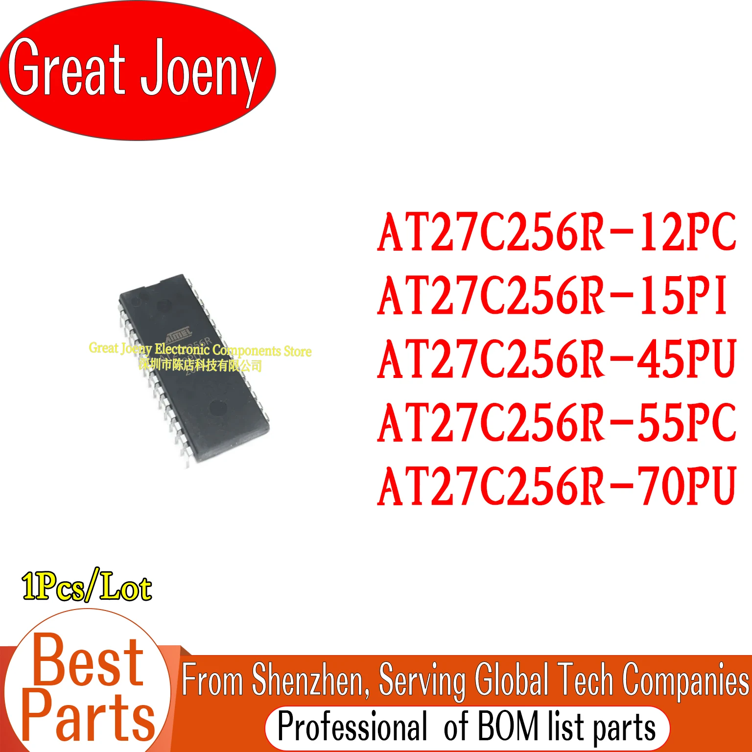 

100% New Original AT27C256R AT27C256R-12PC AT27C256R-15PI AT27C256R-45PU AT27C256R-55PC AT27C256R-70PU IC Chipset DIP-28