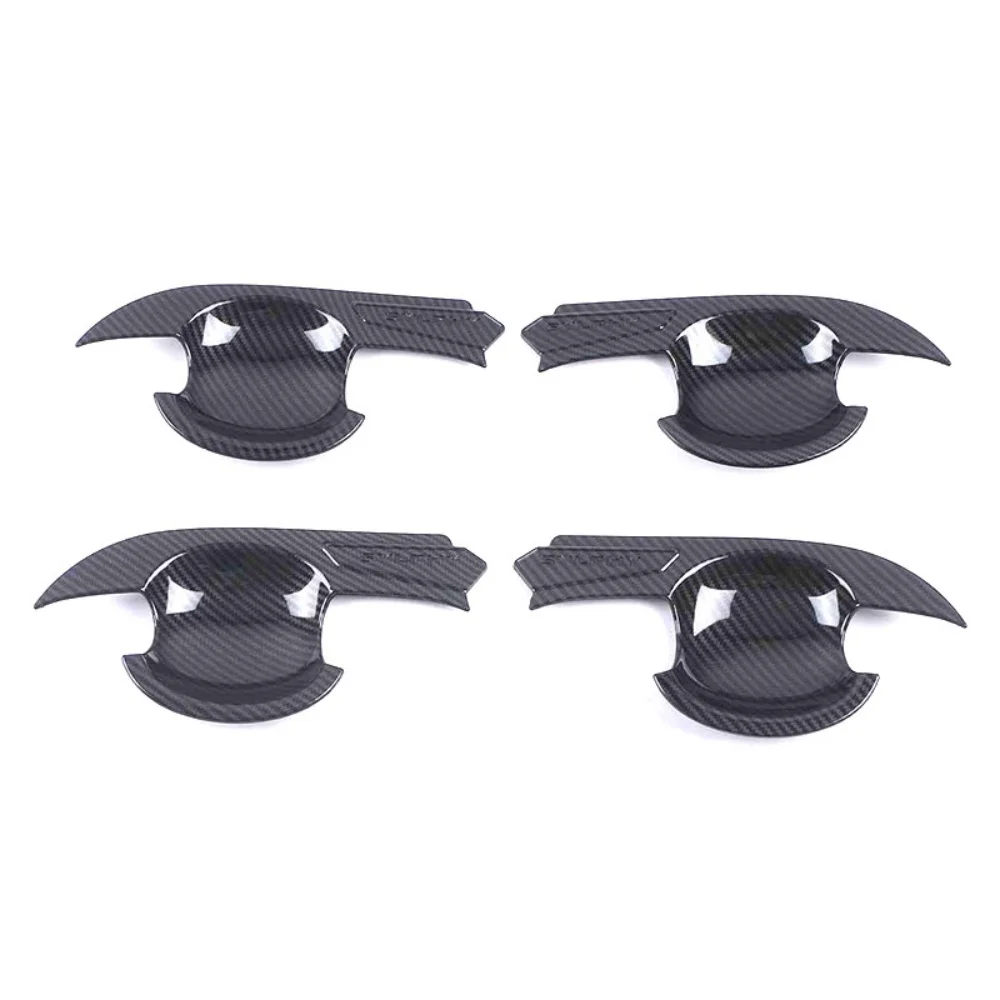 غطاء مقبض الباب من ألياف الكربون الأسود اللامع لنيسان سنترا سيلفي 2020 2021 2025 كروم فضي لتزيين السيارة #5