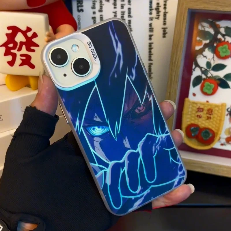 Naruto Uchiha Sasuke Handyhülle für iPhone 17Pro 16 15 14 13 12 11 Pro Max Air 17promax 3D Anime Uchiha Sasuke Aurora Cover NARUTO