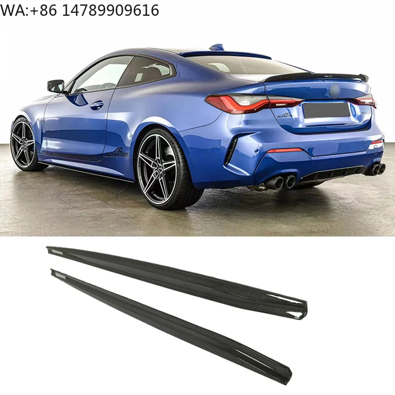 High-end Custom Body Kit For Old-to-New ConversionNew High Quality 425i 430i Carbon Fiber Side Skirt Lip With Exhaust For 4 Ser