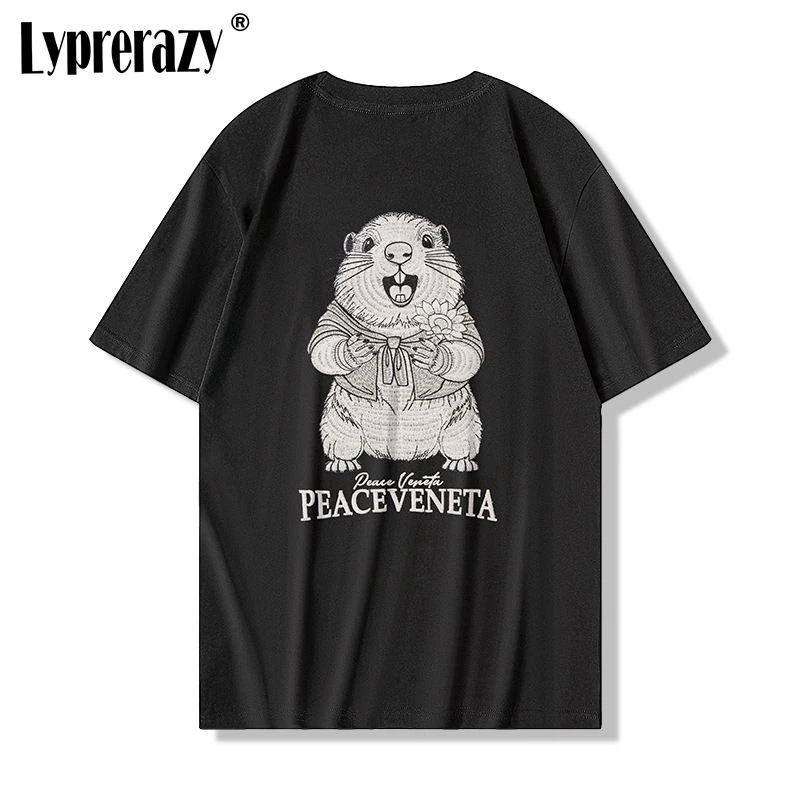 

Lyprerazy Chinese-style National Trend Animal Mouse Embroidery T-shirt Loose Round-neck Short-sleeved Top Light-transformation