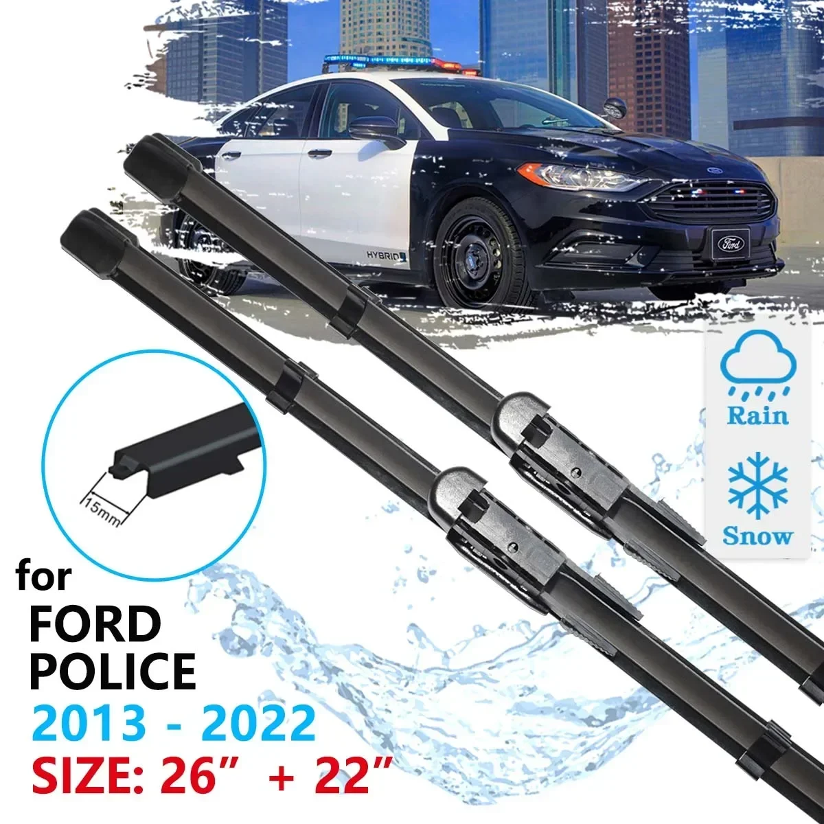 For Ford Police 2013 2014 2015 2016 2017 2018 2019 2020 2021 2022 Windscreen Windshield Accessories Window Car Front Wiper Blade