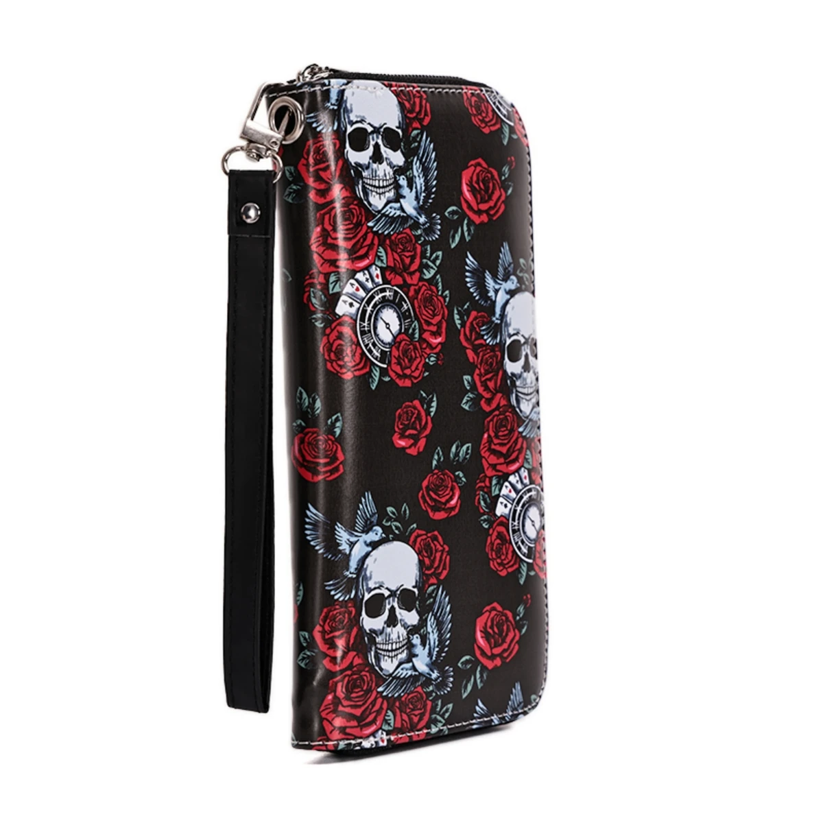 Colorful Skull Long Wallet Vintage Skull Print Women\'s Clutch Bag