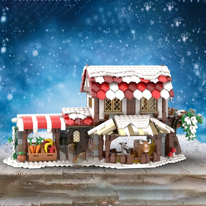 

Рождественская серия MOC: модель здания зимней деревни, модель средневекового рынка, игрушки из строительных блоков своими руками, детские праздничные подарки