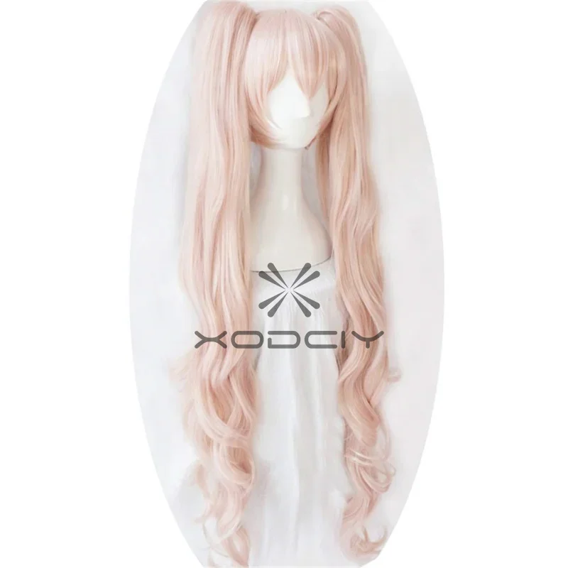 Anime Sakura Miku Cosplay Wig 120cm Long Cherry Blossom Pink Clip on Double Ponytails