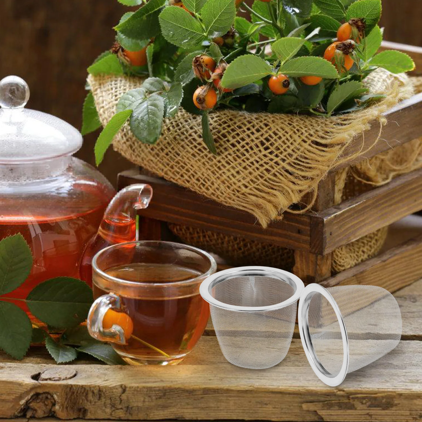 

Small Tea Filter Metal Infuser Basket Iced Silver Stainless Steel Mesh Strainer