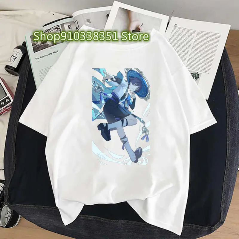 Genshin Impact Print Cosplay Tshirt Wanderer Graphic Casual Women T-shirt Cartoon Fashion Summer T Shirt Girls Short Sleeve Tees