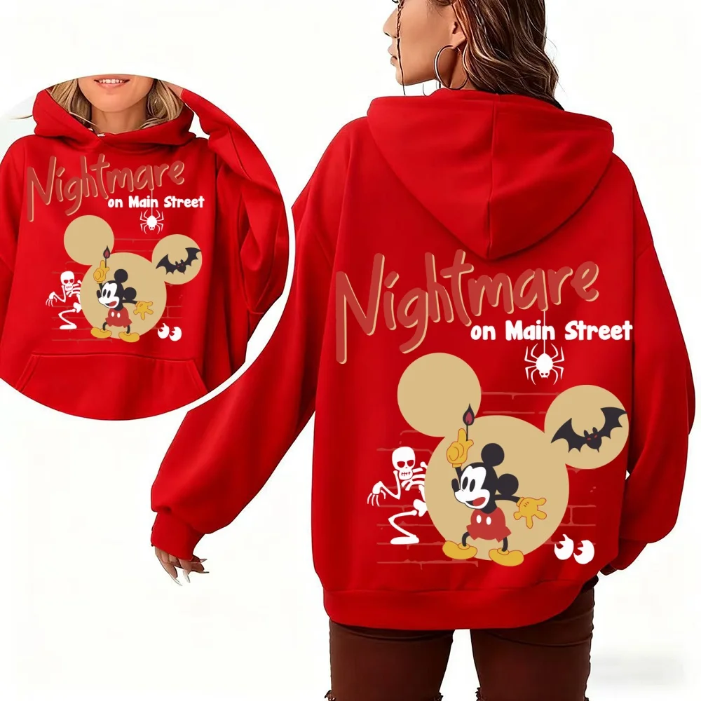 جديد ديزني المرأة هوديي البلوز الخريف الشتاء الدافئة البلوز مع كابوس على الشارع الرئيسي ميكي طباعة أزياء الشارع الشهير #1