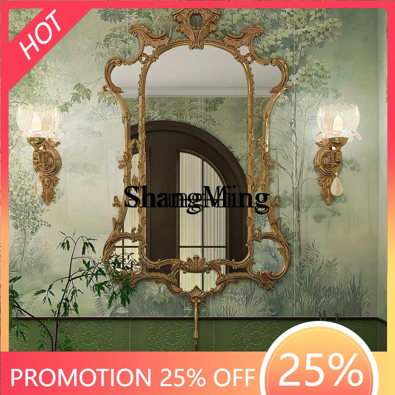 

CL Bathroom Vintage Fireplace Mirror Decorative Bathroom Mirror Wash Wall Mount Makeup Mirror