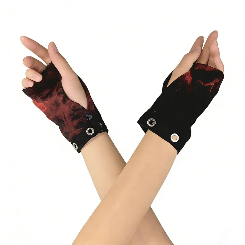 Punk Motorcycle Half Finger Arm Sleeves Gothic Cycling Outdoor Harajuku Gloves Dark Style