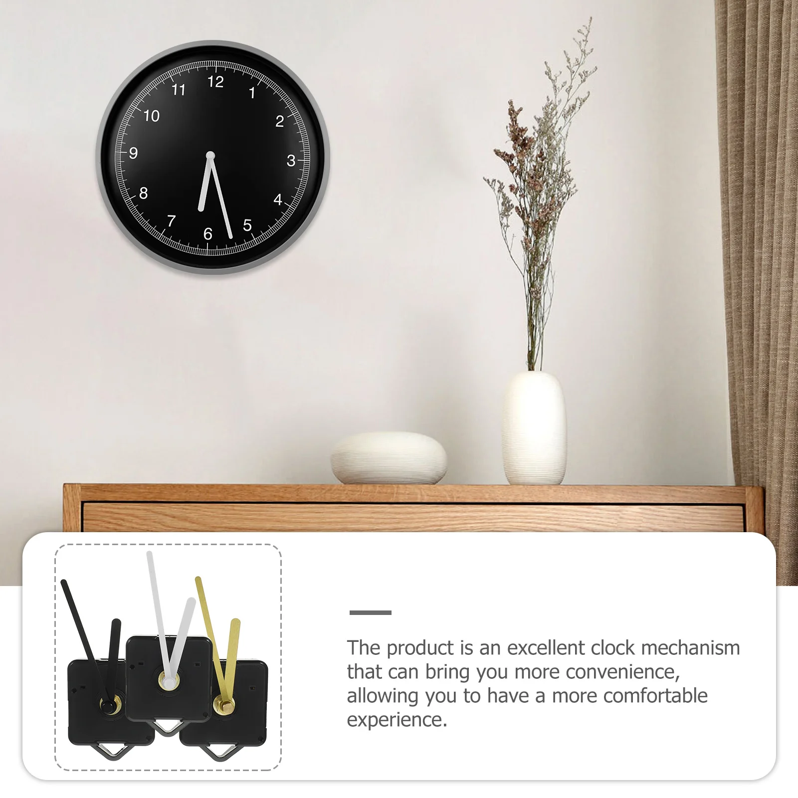 

1 set Clock Mechanism Replacement Operated Silent Wall Clock Movement Diy Repair Kit Long Shaft Hands Included