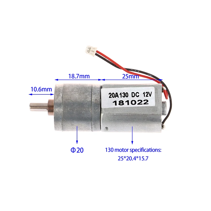 미니 풀 메탈 기어 모터, 마이크로 기어박스, 기어 감속 모터, 저속, DIY 로봇, 스마트 카, 20mm, DC12V, 110RPM, 20A-130